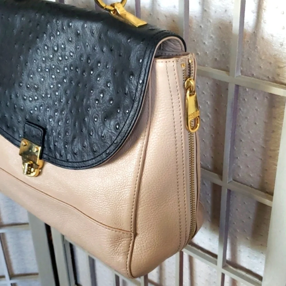 Badgley Mischka nude and black crossbody and handbag